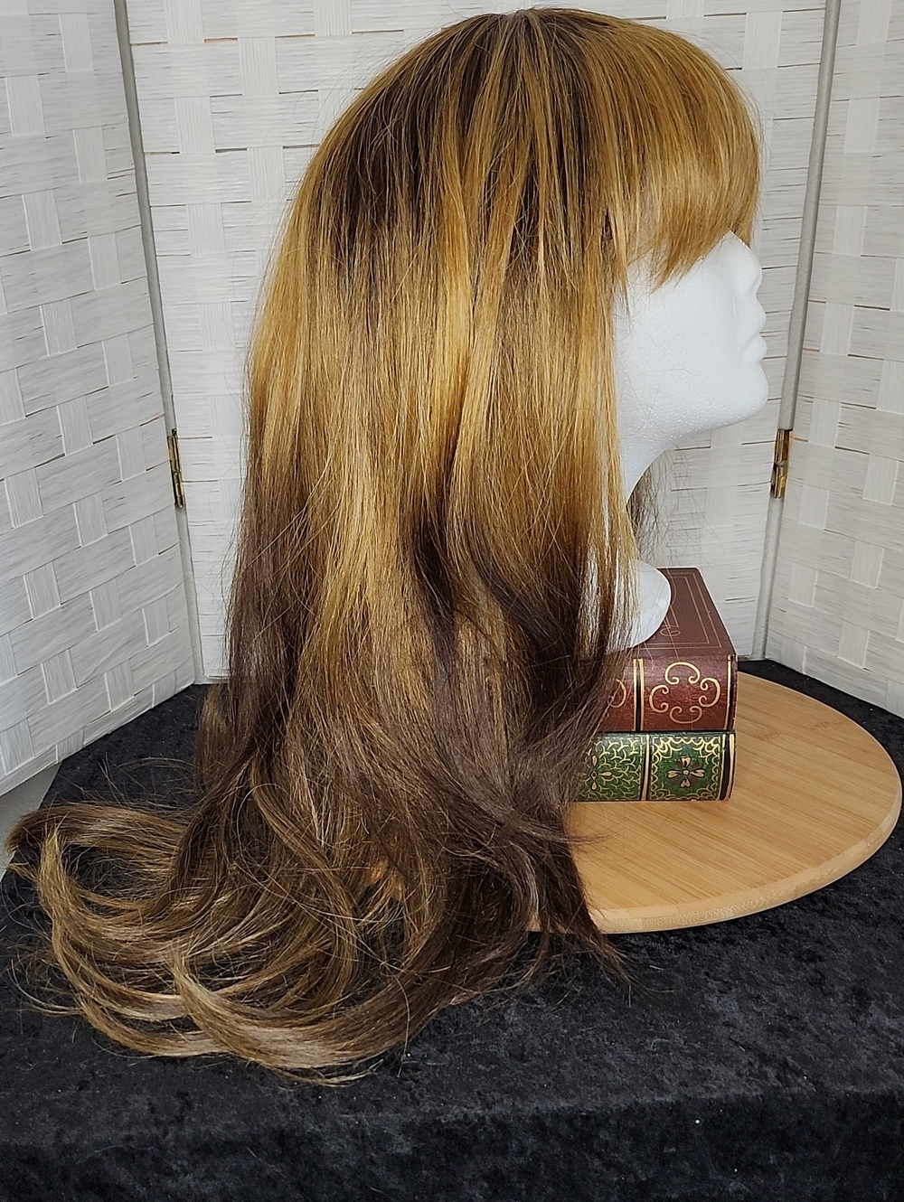 👉*LOVELY* LONG LAYERED WIG ~HONEY BLONDE TO DARK BROWN OMBRE ~FULL BANGS ~HR